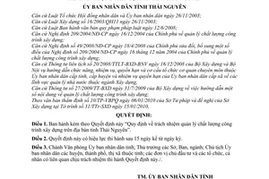 Quyết định 03/2010/QĐ-UBND  trách nhiệm quản lý chất lượng công trình xây dựng