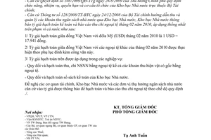 Thông báo 227/TB-KBNN  tỷ giá hạch toán ngoại tệ tháng 02 năm 2010