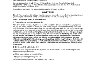 Quyết định 01/QĐ-UBND năm 2010 nhiệm vụ phát triển kinh tế xã hội Thừa Thiên Huế