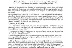 Kế hoạch 01/UBATGTQG-KH bảo đảm trật tự an toàn giao thông Tết Nguyên đán lễ hội xuân Canh Dần 2010