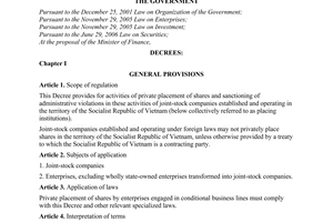 Decree No. 01/2010/ND-CP, on private placement of sharesa
