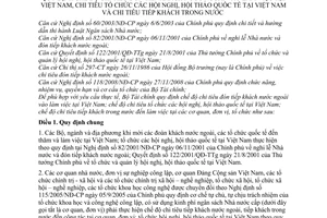 Thông tư 01/2010/TT-BTC chế độ chi tiêu đón tiếp khách nước ngoài vào làm việc tại Việt Nam, tổ chức các hội nghị, hội thảo quốc tế