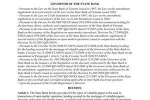 Decision No. 11/QD-NHNN of January 06, 2010, on the list of valuable papers to be used in transactions of the State Bank