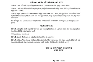Quyết định 11/QĐ-UBND năm 2010 công bố văn bản quy phạm hết hiệu lực Lạng Sơn