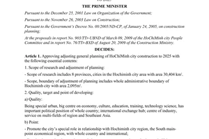 Decision No. 24/QD-TTg approval of adjusting general planning of HCM City
