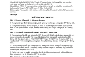 Thông tư 01/2010/TT-BYT trách nhiệm, trình tự thông báo kết quả xét nghiệm HIV dương tính