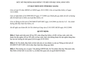 Quyết định 01/QĐ-UBND năm 2010 hỗ trợ  bảo hiểm y tế học sinh Bắc Giang