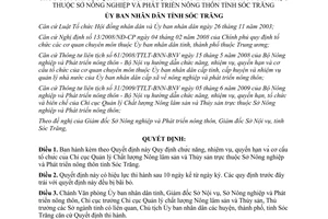 Quyết định 01/2010/QĐ-UBND cơ cấu tổ chức Chi cục Quản lý chất lượng nông lâm thủy sản Sóc Trăng