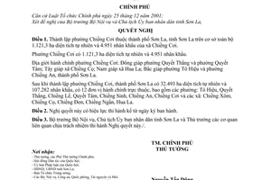 Nghị quyết 01/NQ-CP thành lập phường Chiềng Cơi thành phố Sơn La