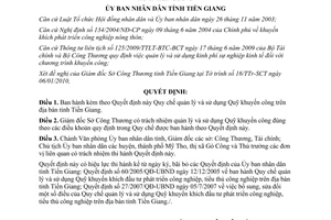 Quyết định 29/QĐ-UBND năm 2010 về Quy chế quản lý và sử dụng Quỹ khuyến công trê