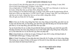 Quyết định 02/2010/QĐ-UBND giao thẩm quyền công chứng, chứng thực các hợp đồng, giao dịch trên địa bàn tỉnh Hà Nam