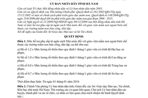 Quyết định 01/2010/QĐ-UBND mức hỗ trợ phụ cấp từ ngân sách nhà nước giáo viên mầm non ngoài biên chế thuộc các trường mầm non bán công, dân lập