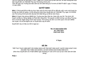 Quyết định 27/QĐ-UBND phê duyệt đề án tiếp tục thực hiện chính sách hỗ trợ