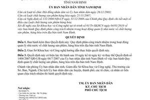 Quyết định 02/2010/QĐ-UBND phân công trách nhiệm trong hoạt động quản lý nhà nước chất lượng sản phẩm, hàng hóa