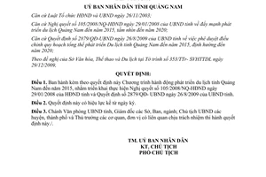 Quyết định 175/QĐ-UBND năm 2010 phát triển du lịch Quảng Nam đến 2015