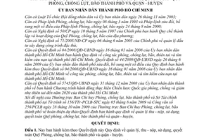 Quyết định 01/2010/QĐ-UBND  quản lý, thu - nộp, sử dụng, quyết toán Quỹ Phòng, chống lụt, bão