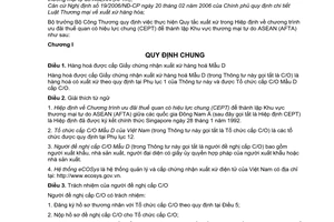 Thông tư 01/2010/TT-BCT thực hiện quy tắc xuất xứ trong Hiệp định  chương trình ưu đãi thuế quan có hiệu lực chung (CEPT)