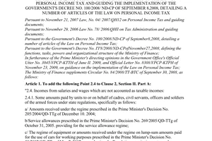 Circular No. 02/2010/TT-BTC of January 11, 2010, supplementing the finance ministry's circular no. 84/2008/TT-BTC of September 30,2008, guiding a number of articles of the law on personal income tax and guiding the implementation of the government's decree no. 100/2008/ ND-CP of September 08,2008, detailing a number of articles of the law on personal income tax