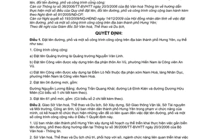 Quyết định 01/2010/QĐ-UBND đặt tên đường, phố công trình công cộng trên