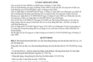 Quyết định 01/2010/QĐ-UBND phê duyệt khoanh định khu vực cấm hoạt động khoáng sản trên địa bàn tỉnh Gia Lai