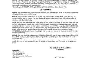 Quyết định 02/2010/QĐ-UBND mức thu một phần viện phí ở các cơ sở khám, chữa bệnh công lập trên địa bàn tỉnh Vĩnh Long