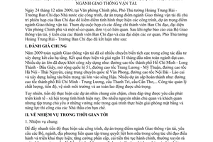 Thông báo 05/TB-VPCP kết luận Phó Thủ tướng Hoàng Trung Hải  công trình, dự án trọng điểm ngành giao thông vận tải