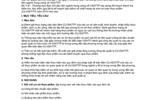 Kế hoạch 01/BCĐTƯVSATTP triển khai chất lượng vệ sinh an toàn thực phẩm