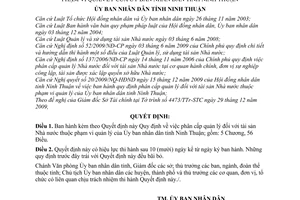 Quyết định 06/2010/QĐ-UBND  phân cấp quản lý  tài sản Nhà nước thuộc phạm vi quản lý Ủy ban nhân dân tỉnh Ninh Thuận