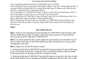 Thông tư 03/2010/TT-BTC hướng dẫn Nghị định 41/2009/NĐ-CP xử phạt vi phạm hành chính trong lĩnh vực kinh doanh bảo hiểm