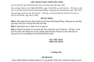 Quyết định 60/QĐ-UBND năm 2010 phòng chống bạo lực gia đình 2010 2015 Tây Ninh
