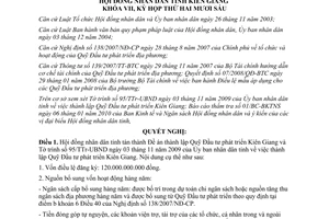 Nghị quyết 99/2010/NQ-HĐND thành lập Quỹ Đầu tư phát triển Kiên Giang