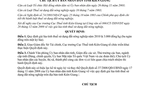 Quyết định 87/QĐ-UBND giá lúa tính thuế sử dụng đất nông nghiệp 2010 Kiên Giang