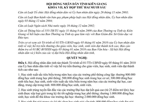 Nghị quyết 103/2010/NQ-HĐND thưởng học sinh sinh viên đạt thành tích cao Kiên Giang