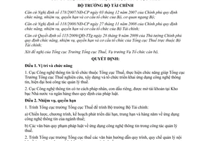 Quyết định 98/QĐ-BTC năm 2010 quy định chức năng nhiệm vụ quyền hạn cơ cấu