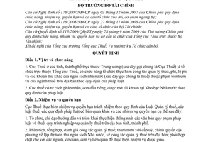 Quyết định 108/QĐ-BTC chức năng, nhiệm vụ, quyền hạn cơ cấu tổ chức