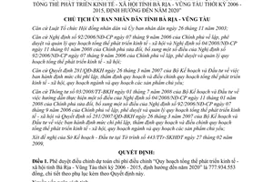 Quyết định 223/QĐ-UBND năm 2010 chi phí phát triển kinh tế xã hội Bà Rịa 2006 2015