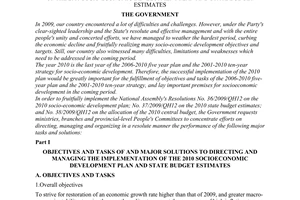 Resolution No. 03/NQ-CP, on major solutions to directing and managing the implementation of the 2010 socio-economic development