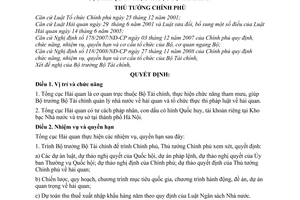 Quyết định 02/2010/QĐ-TTg  chức năng, nhiệm vụ, quyền hạn cơ cấu tổ chức Tổng cục Hải quan