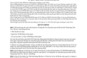 Quyết định 02/2010/QĐ-UBND mức thu, nộp, chế độ quản lý sử dụng phí vào cổng tham quan tại Khu du lịch Thung lũng Tình Yêu,