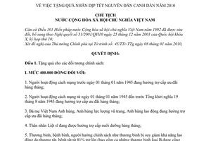 Quyết định 61/QĐ-CTN  tặng quà nhân dịp Tết Nguyên đán Canh Dần