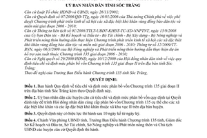 Quyết định 02/2010/QĐ-UBND tiêu chí định mức phân bổ vốn Chương trình 135 giai đoạn II trên địa bàn tỉnh Sóc Trăng