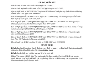 Quyết định 03/2010/QĐ-UBND quản lý dự toán Ngân sách nhà nước Vĩnh Phúc