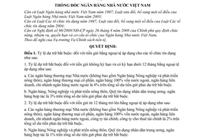 Quyết định 74/QĐ-NHNN  điều chỉnh dự trữ bắt buộc bằng ngoại tệ tổ chức tín dụng