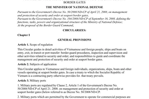 Circular No. 05/2010/TT-BQP, guiding the Government's Decree no. 50/2008/ND-CP of April 21, 2008, on management and protection of