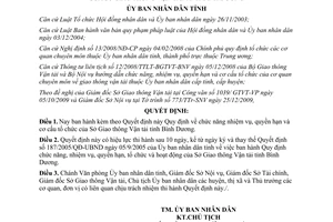 Quyết định 02/2010/QĐ-UBND chức năng nhiệm vụ Sở Giao thông vận tải Bình Dương
