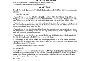 Quyết định 129/QĐ-TTg phê duyệt Quy hoạch chi tiết tuyến đường bộ ven biển Việt Nam