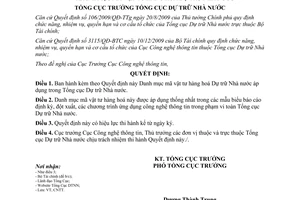 Quyết định 59/QĐ-TCDT năm 2010 Danh mục mã vật tư hàng hoá Dự trữ Nhà nước