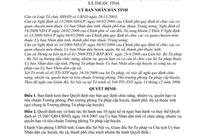 Quyết định 01/2010/QĐ-UBND chức năng, nhiệm vụ, quyền hạn tiêu chuẩn Trưởng phòng, Phó trưởng phòng Tư pháp cấp huyện, thành phố