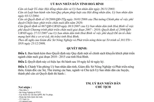 Quyết định 02/2010/QĐ-UBND chính sách khuyến khích phát triển ngành chăn nuôi giai đoạn 2010 - 2015