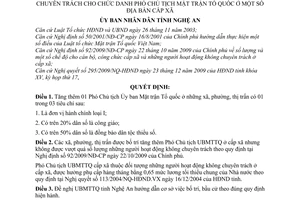 Quyết định 11/2010/QĐ-UBND  tăng thêm 01 định suất hưởng chế độ phụ cấp cán bộ không chuyên trách Tỉnh Nghệ An